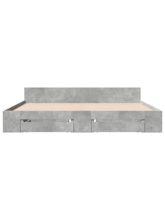 Rám postele se zásuvkami betonově šedý 200 x 200 cm kompozit
