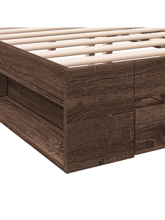 Rám postele se zásuvkami hnědý dub 200x200 cm kompozitní dřevo