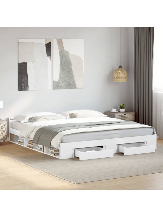 Rám postele se zásuvkami bílý 180 x 200 cm kompozitní dřevo