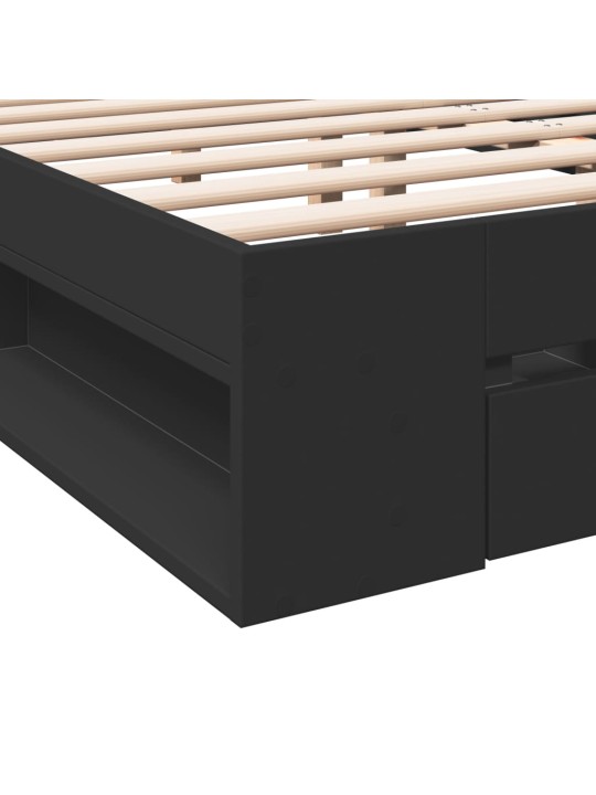 Rám postele se zásuvkami černý 180 x 200 cm kompozitní dřevo