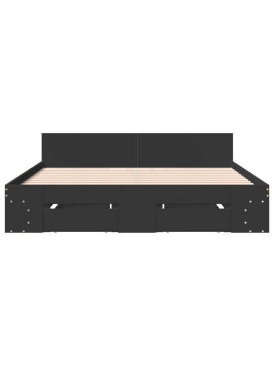 Rám postele se zásuvkami černý 150 x 200 cm kompozitní dřevo