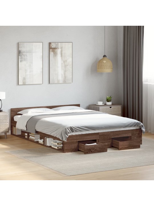 Rám postele se zásuvkami hnědý dub 150x200 cm kompozitní dřevo