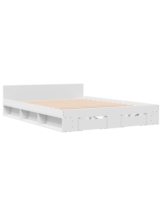 Rám postele se zásuvkami bílý 140 x 200 cm kompozitní dřevo