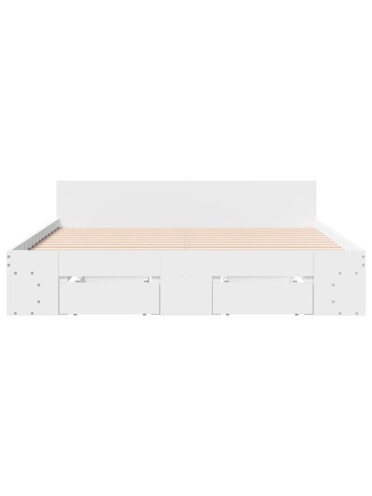 Rám postele se zásuvkami bílý 140 x 200 cm kompozitní dřevo