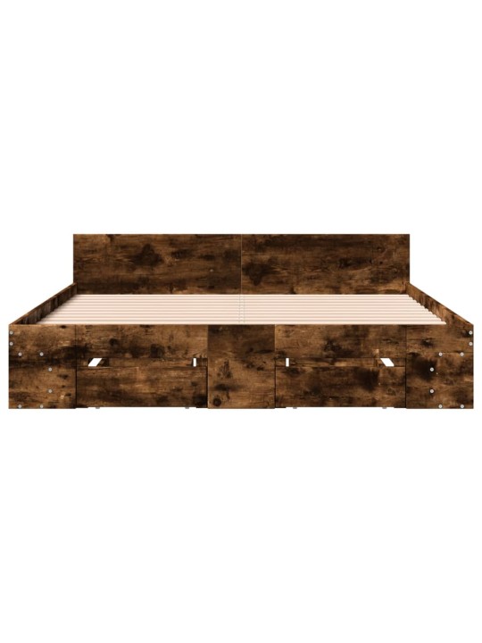 Rám postele se zásuvkami kouřový dub 140 x 200 cm kompozit