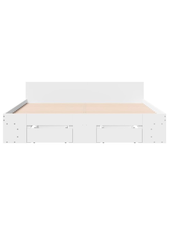 Rám postele se zásuvkami bílý 140 x 190 cm kompozitní dřevo