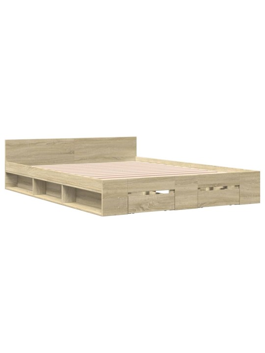 Rám postele se zásuvkami dub sonoma 135x190 cm kompozitní dřevo