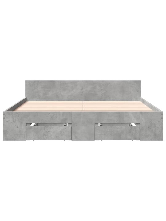 Rám postele se zásuvkami betonově šedý 135 x 190 cm kompozit