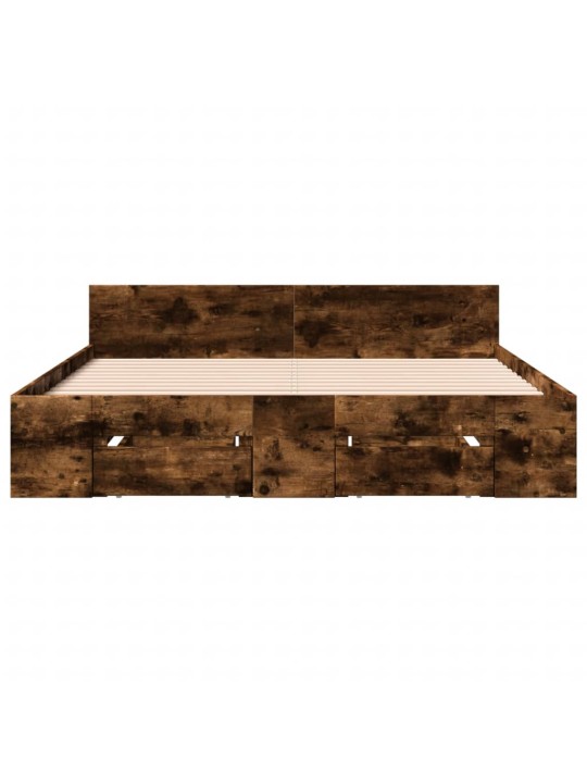 Rám postele se zásuvkami kouřový dub 135 x 190 cm kompozit
