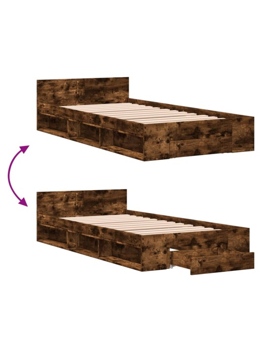Rám postele se zásuvkou kouřový dub 100x200 cm kompozitní dřevo