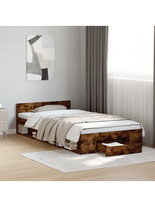 Rám postele se zásuvkou kouřový dub 100x200 cm kompozitní dřevo