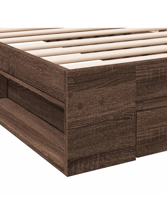Rám postele se zásuvkou hnědý dub 100 x 200 cm kompozitní dřevo