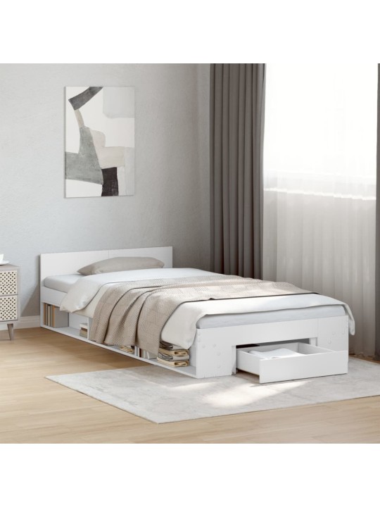 Rám postele se zásuvkou bílý 90 x 200 cm kompozitní dřevo