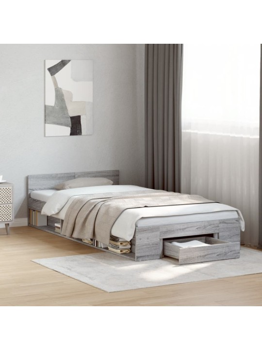 Rám postele se zásuvkou šedý sonoma 90x200 cm kompozitní dřevo