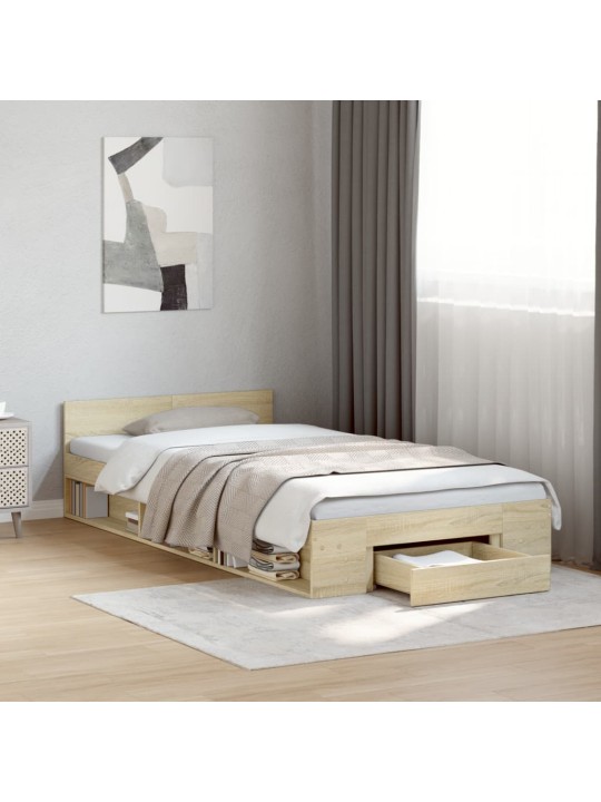Rám postele se zásuvkou dub sonoma 75 x 190 cm kompozitní dřevo