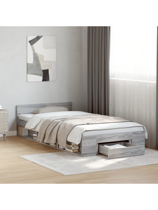 Rám postele se zásuvkou šedý sonoma 75x190 cm kompozitní dřevo