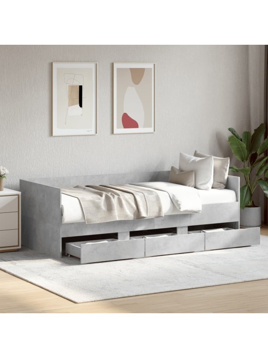 Válenda se zásuvkami bez matrace betonově šedá 100 x 200 cm