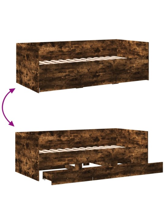 Válenda se zásuvkami bez matrace kouřový dub 100 x 200 cm