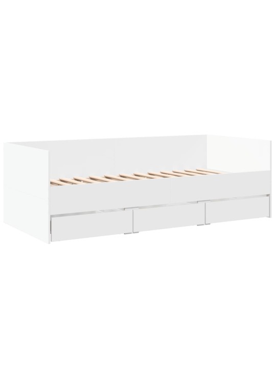 Válenda se zásuvkami bez matrace bílá 90 x 200 cm
