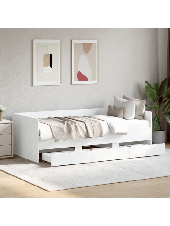 Válenda se zásuvkami bez matrace bílá 90 x 200 cm