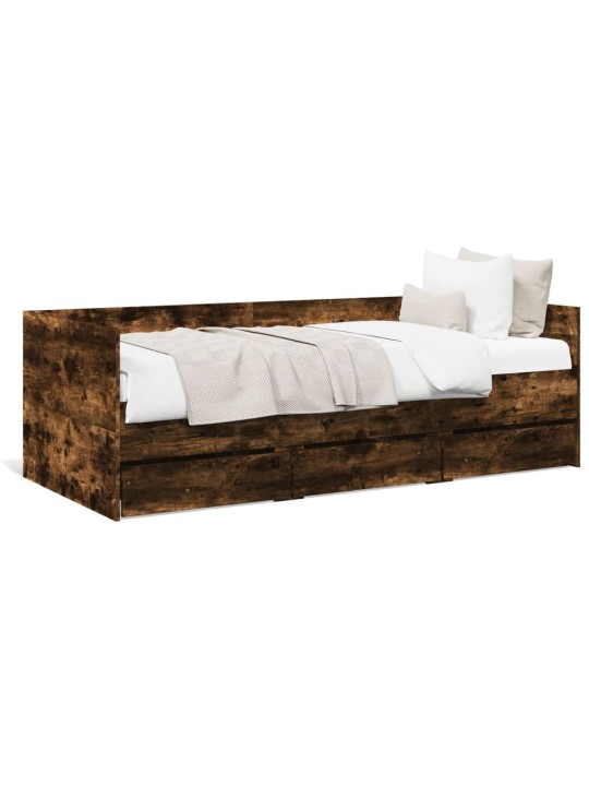 Válenda se zásuvkami bez matrace kouřový dub 90 x 200 cm