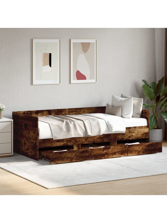 Válenda se zásuvkami bez matrace kouřový dub 90 x 200 cm