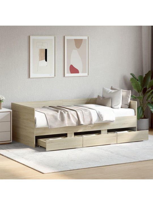 Válenda se zásuvkami bez matrace dub sonoma 90 x 190 cm