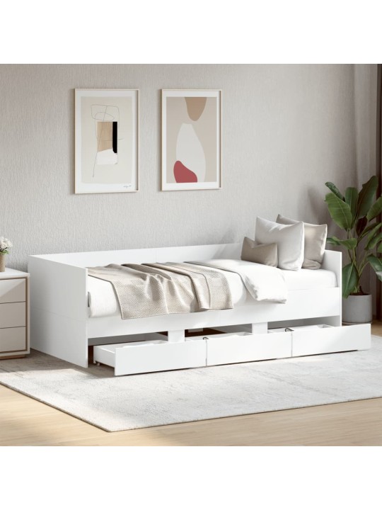 Válenda se zásuvkami bez matrace bílá 75 x 190 cm
