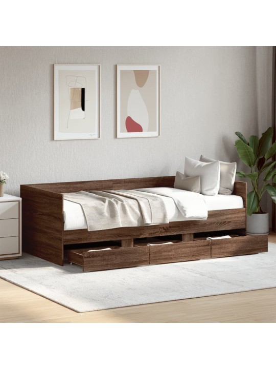 Válenda se zásuvkami bez matrace hnědý dub 75 x 190 cm