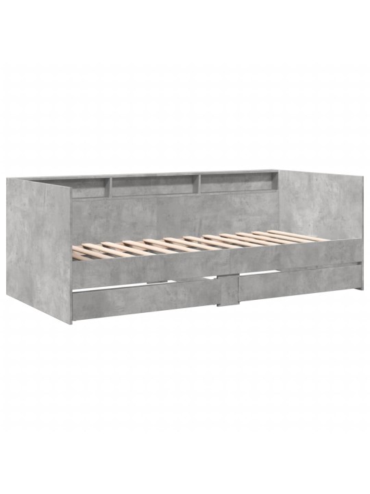 Válenda se zásuvkami bez matrace betonově šedá 100 x 200 cm