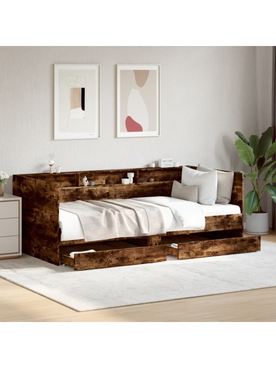 Válenda se zásuvkami bez matrace kouřový dub 100 x 200 cm