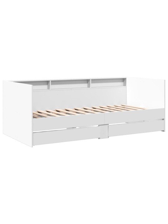 Válenda se zásuvkami bez matrace bílá 90 x 200 cm