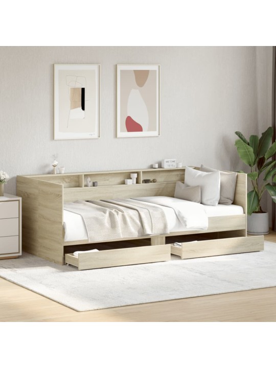 Válenda se zásuvkami bez matrace dub sonoma 90 x 190 cm