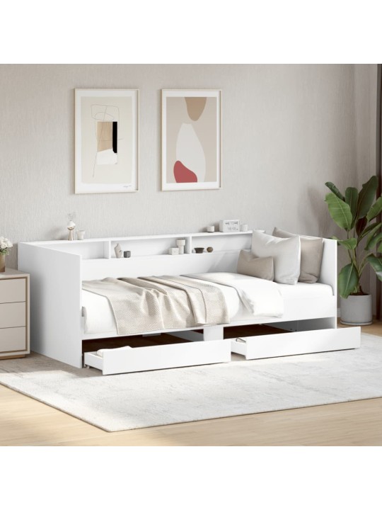 Válenda se zásuvkami bez matrace bílá 75 x 190 cm