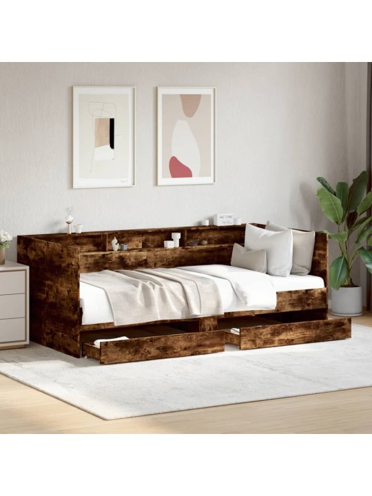 Válenda se zásuvkami bez matrace kouřový dub 75 x 190 cm