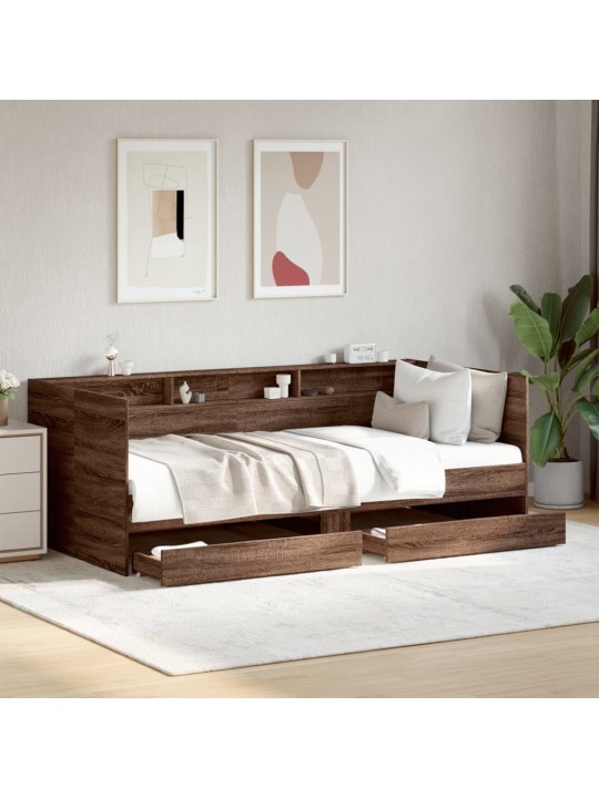 Válenda se zásuvkami bez matrace hnědý dub 75 x 190 cm