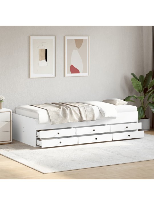 Válenda se zásuvkami bez matrace bílá 100 x 200 cm