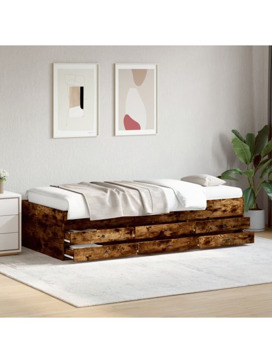 Válenda se zásuvkami bez matrace kouřový dub 100 x 200 cm