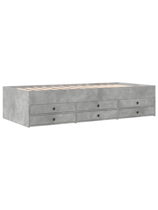 Válenda se zásuvkami bez matrace betonově šedá 90 x 200 cm