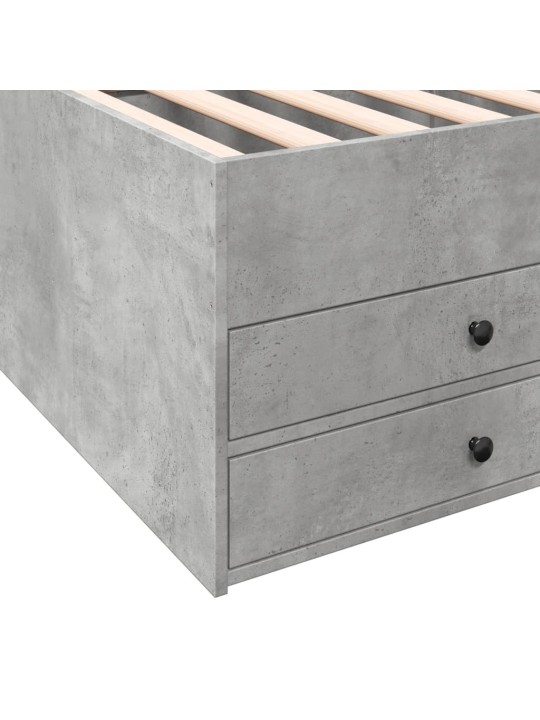 Válenda se zásuvkami bez matrace betonově šedá 90 x 200 cm
