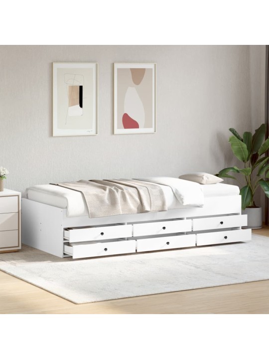 Válenda se zásuvkami bez matrace bílá 75 x 190 cm