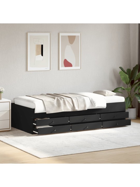 Válenda se zásuvkami bez matrace černá 75 x 190 cm