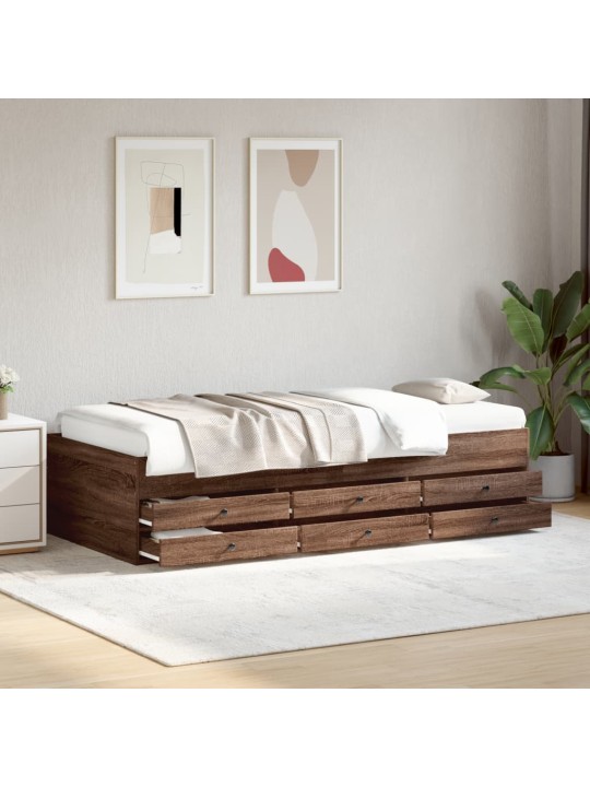 Válenda se zásuvkami bez matrace hnědý dub 75 x 190 cm