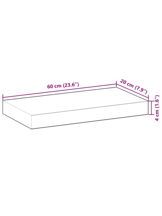Plovoucí police 60x20x4 cm neošetřené masivní akáciové dřevo