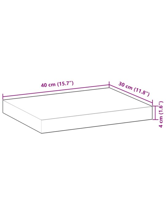 Plovoucí police 3 ks 40 x 30 x 4 cm olejované akáciové dřevo