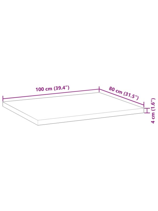 Deska psacího stolu neošetřená 100 x 80 x 4 cm masivní akácie