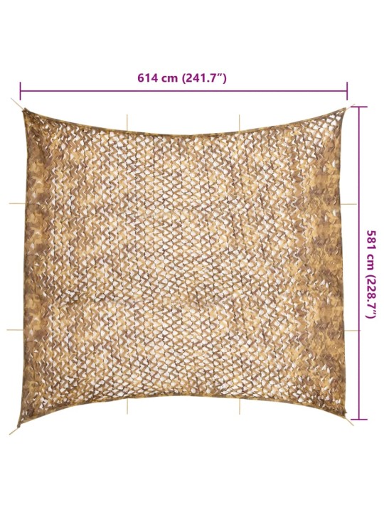 Maskovací síť s úložným vakem 614 x 581 cm písková