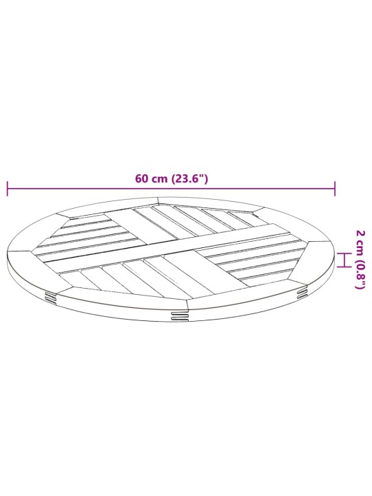 Stolní deska Ø 60 x 2 cm kulatá masivní akáciové dřevo