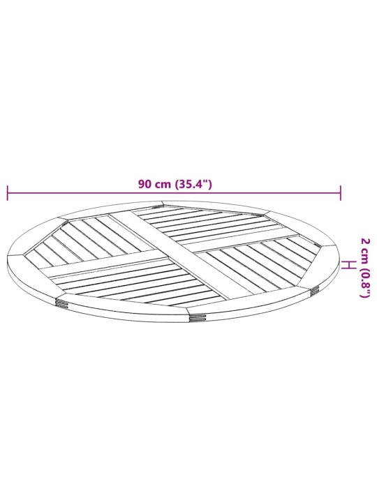 Stolní deska Ø 90 x 2,2 cm kulatá masivní akáciové dřevo