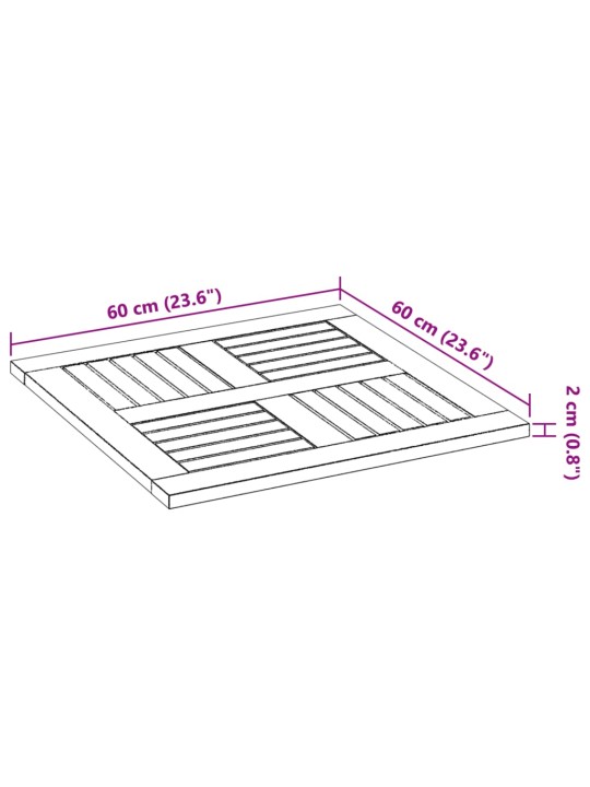 Stolní deska 60 x 60 x 2 cm čtvercová masivní akáciové dřevo